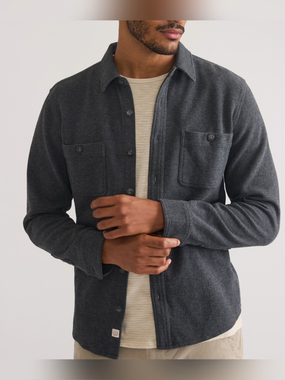 Marine Layer Pacifica Stretch Twill Overshirt Gray Size Large